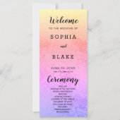 Modernes Hochzeitsprogramm für Regenbogen und Blum (Vorderseite)