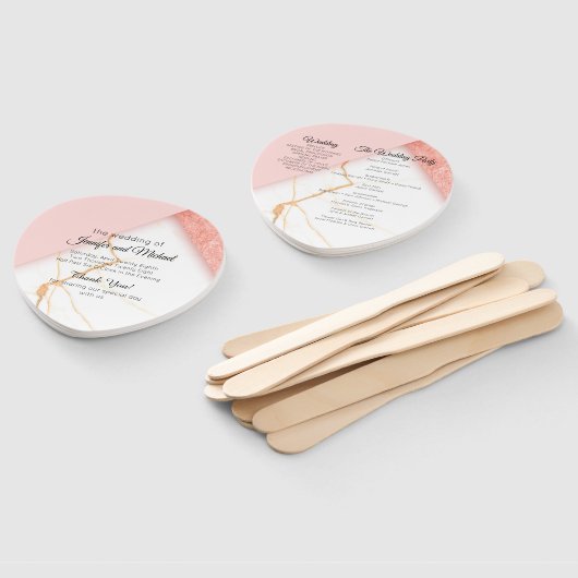 Modernes Hochzeitsprogramm für Rosa und Gold Fächer (Non-assembled)