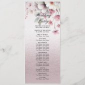 Modernes Hochzeitsprogramm für Rosa-Weiße Flora Programm (Rückseite)