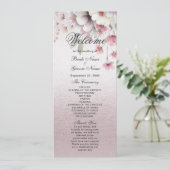 Modernes Hochzeitsprogramm für Rosa-Weiße Flora Programm (Stehend Vorderseite)