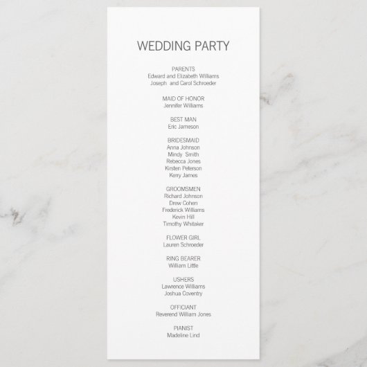 Modernes Hochzeitsprogramm für Rose Gold Liebe Programm (Rückseite)