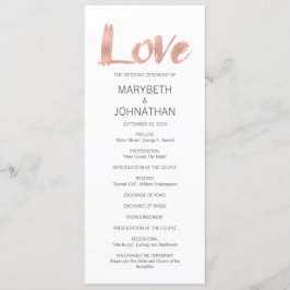 Modernes Hochzeitsprogramm für Rose Gold Liebe Programm