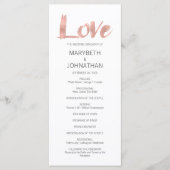Modernes Hochzeitsprogramm für Rose Gold Liebe Programm (Vorderseite)