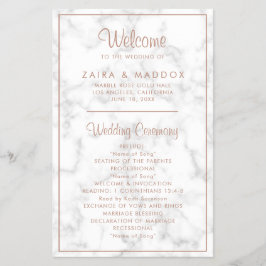Modernes Hochzeitsprogramm für Rose-Gold-Marmor