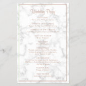 Modernes Hochzeitsprogramm für Rose-Gold-Marmor (Hinten)