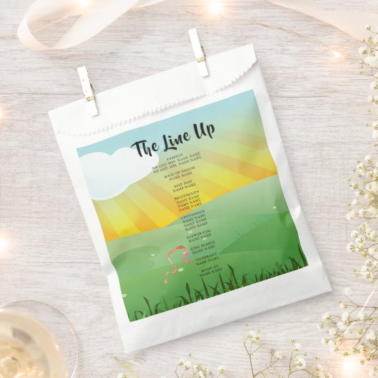 Modernes Hochzeitsprogramm für Rustikale Festspiel Geschenktütchen (Ausgeschnitten)