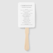 Modernes Hochzeitsprogramm für sauberes Schwarz un Fächer (Vorderseite)