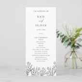 Modernes Hochzeitsprogramm für Schwarz und Weiß (Stehend Vorderseite)