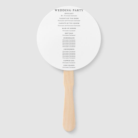 Modernes Hochzeitsprogramm für Schwarz und Weiß Fächer (Rückseite)