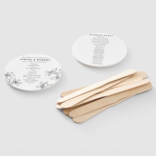 Modernes Hochzeitsprogramm für Schwarz und Weiß Fächer (Non-assembled)