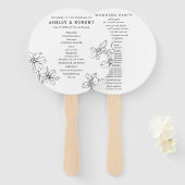 Modernes Hochzeitsprogramm für Schwarz und Weiß Fächer (Vorne und Hinten)