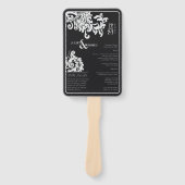 Modernes Hochzeitsprogramm für Schwarz-weiße Blume Fächer (Vorderseite)