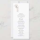 Modernes Hochzeitsprogramm für Schwarz-weiße Orchi (Rückseite)