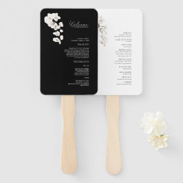 Modernes Hochzeitsprogramm für Schwarz-weiße Orchi Fächer