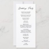 Modernes Hochzeitsprogramm für Schwarze und Weiße  (Rückseite)