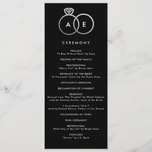 Modernes Hochzeitsprogramm für Silber Rings Programm