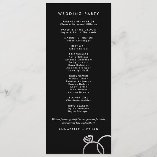 Modernes Hochzeitsprogramm für Silber Rings Programm (Rückseite)