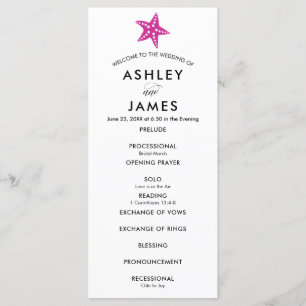 Modernes Hochzeitsprogramm für Sternfische, Fuchsi Programm