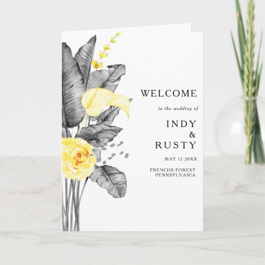 Modernes Hochzeitsprogramm für tropische Folgeschä Programm (Vorderseite)