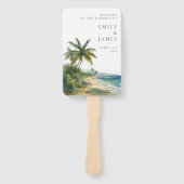 Modernes Hochzeitsprogramm für tropische Wasserfar Fächer (Vorderseite)