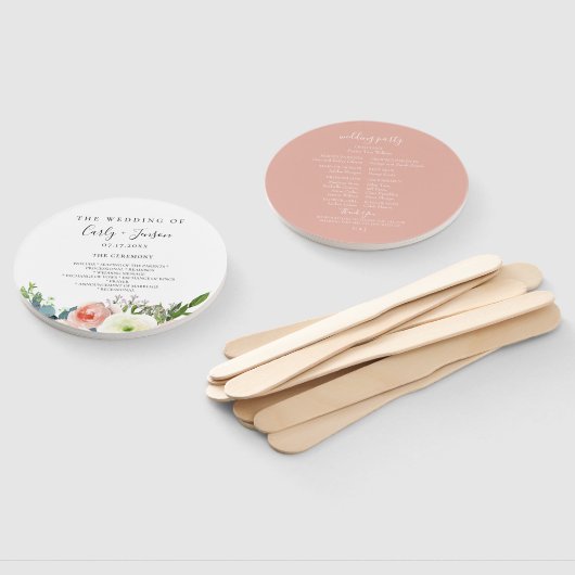 Modernes Hochzeitsprogramm für Wasserfarben Handfa Fächer (Non-assembled)