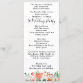 Modernes Hochzeitsprogramm für Wasserfarben-Wildbl Programm (Rückseite)