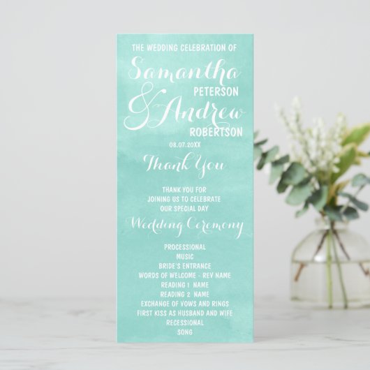 Modernes Hochzeitsprogramm für Wassergymnastik Programm (Stehend Vorderseite)