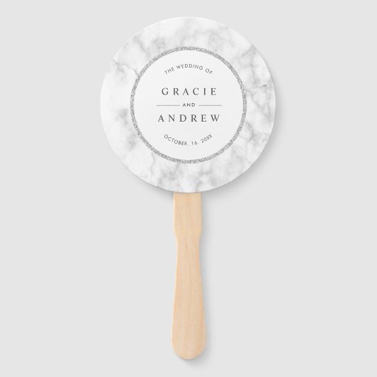 Modernes Hochzeitsprogramm für Weißmarmor Fächer (Vorderseite)