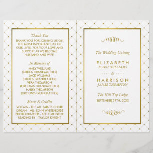 Modernes Hochzeitsprogramm für White & Gold Foil