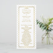 Modernes Hochzeitsprogramm für White & Gold Foil Programm (Stehend Vorderseite)