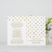 Modernes Hochzeitsprogramm für White & Gold Polka (Stehend Vorderseite)