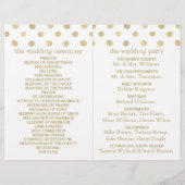 Modernes Hochzeitsprogramm für White & Gold Polka (Rückseite)