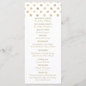 Modernes Hochzeitsprogramm für White & Gold Polka Programm (Rückseite)