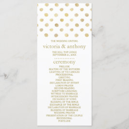 Modernes Hochzeitsprogramm für White & Gold Polka  Programm