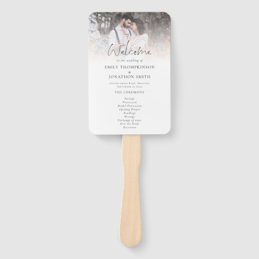 Modernes Hochzeitsprogramm für zwei Fotos Fächer (Vorderseite)