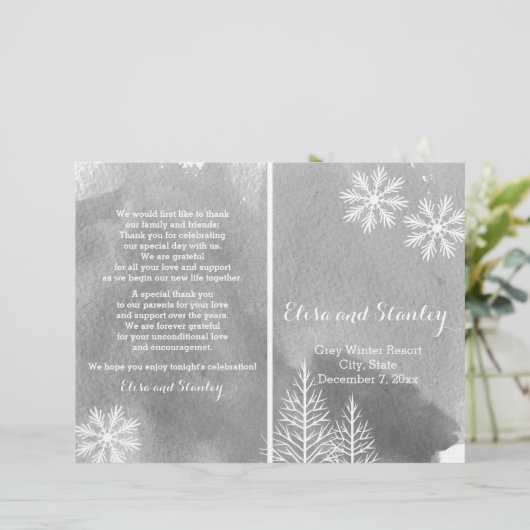 Modernes Hochzeitsprogramm in Aquarellfarbe (Stehend Vorderseite)