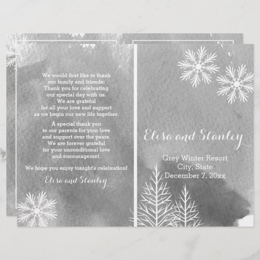 Modernes Hochzeitsprogramm in Aquarellfarbe (Vorne/Hinten)