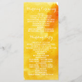 Modernes Hochzeitsprogramm in Aquarellgelb Programm (Rückseite)