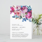 Modernes Hochzeitsprogramm in Rosa (Stehend Vorderseite)