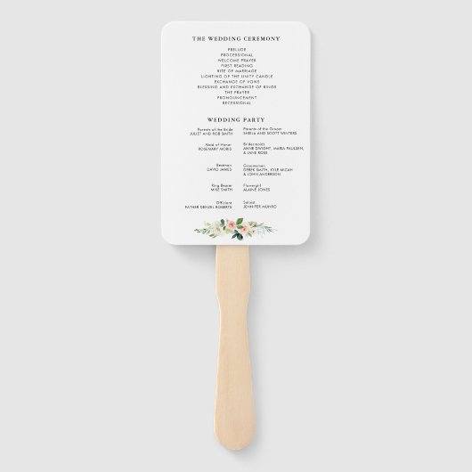 Modernes Hochzeitsprogramm in Rosa Fächer (Rückseite)