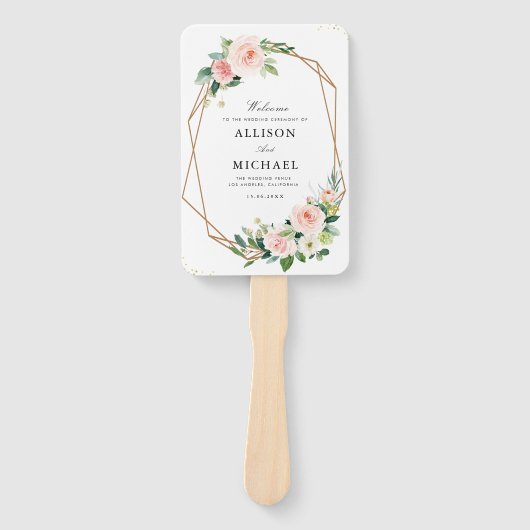 Modernes Hochzeitsprogramm in Rosa Fächer (Vorderseite)