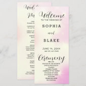 Modernes Hochzeitsprogramm in Rosa Gelb und Weiß (Vorne/Hinten)