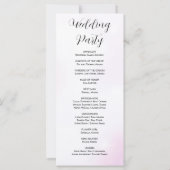Modernes Hochzeitsprogramm in Rosa und Weiß (Rückseite)
