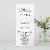 Modernes Hochzeitsprogramm in Rosa und Weiß (Stehend Vorderseite)