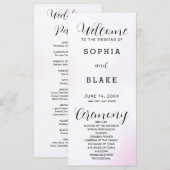 Modernes Hochzeitsprogramm in Rosa und Weiß (Vorne/Hinten)
