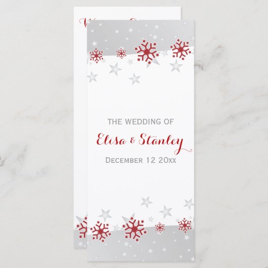 Modernes Hochzeitsprogramm mit roten, grauen Schne Programm (Vorne/Hinten)