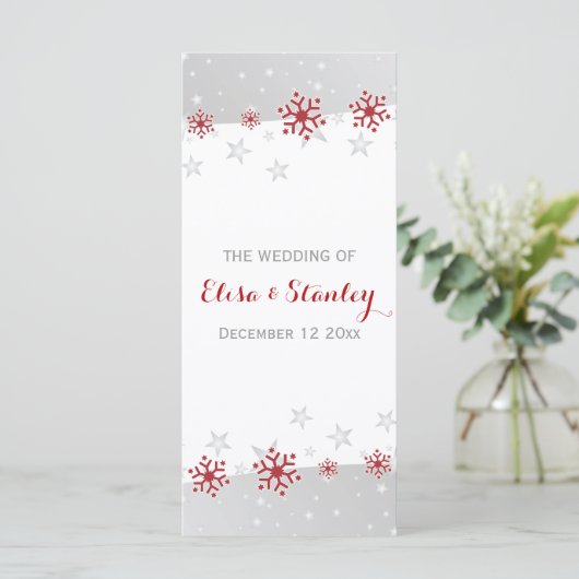 Modernes Hochzeitsprogramm mit roten, grauen Schne Programm (Stehend Vorderseite)