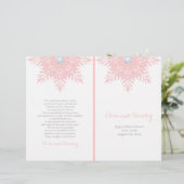 Modernes Hochzeitsprogramm mit Schneeflocken in Ro (Stehend Vorderseite)