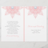Modernes Hochzeitsprogramm mit Schneeflocken, rosa (Vorderseite)
