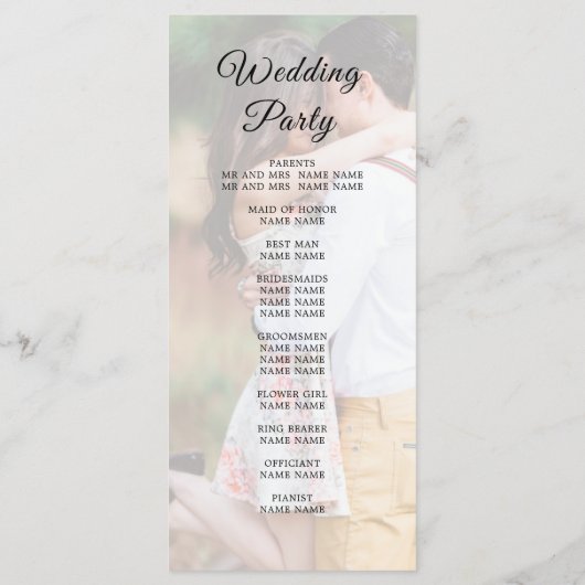 Modernes Hochzeitsprogramm Programm (Rückseite)